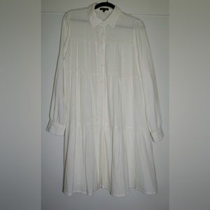 DEAR JOHN White Button Front Midi Dress